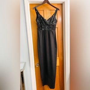 Chetta B (4) Sherrie Bloom Black Full Length Ball Gown Sequined Bodice, 92% Silk